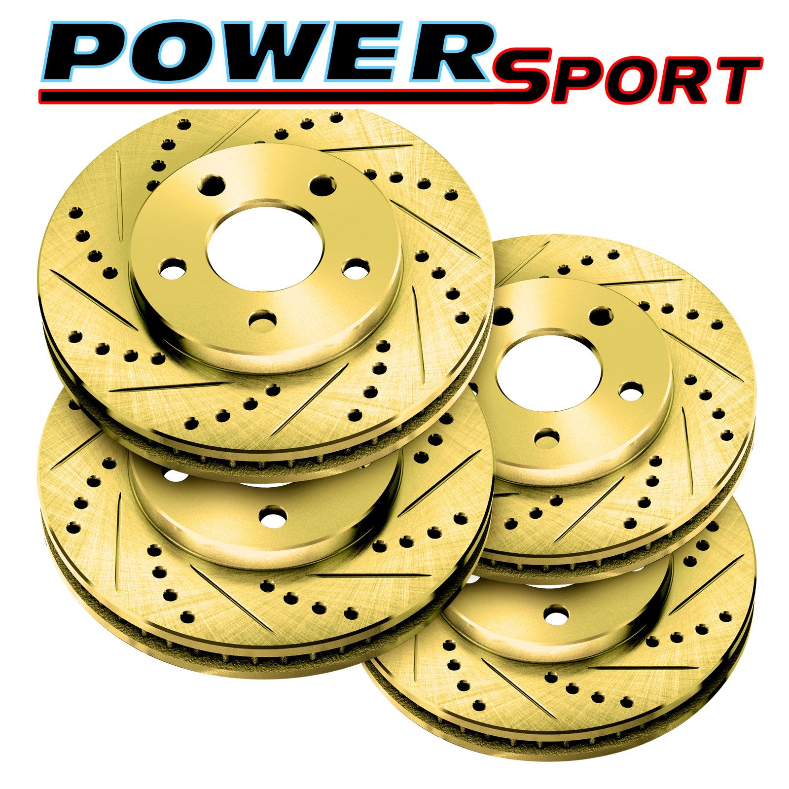 Brake Rotors [2 Front + 2 Rear] POWERSPORT GOLD *DRILLED & SLOTTED