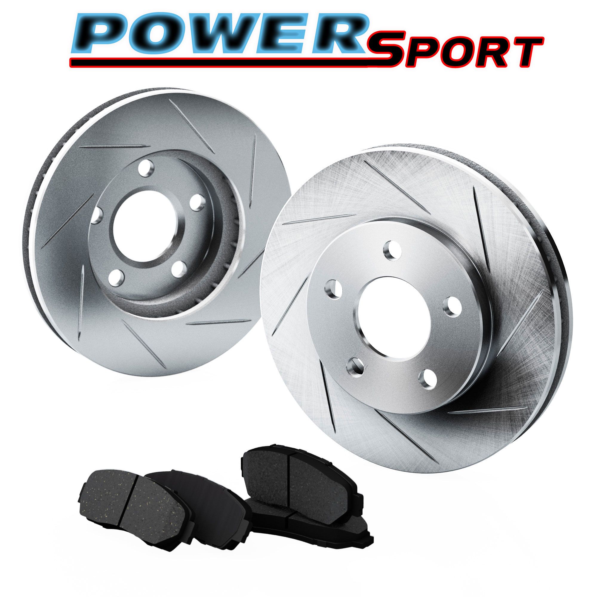 Front Kit Powersport Slotted Only Brake Rotors Ceramic Pads BU02500 eBay